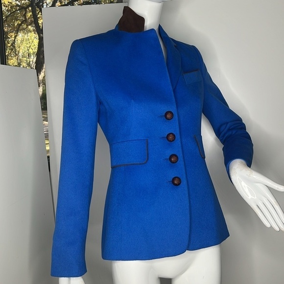 Algo of Switzerland Sz 32 / US 4 Electric Blue Cashmere Fitted Blazer - New - Picture 3 of 11